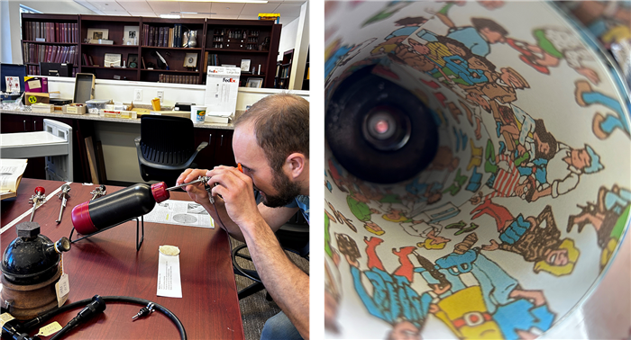 Richard Thompson and the Museum’s bladder phantoms and his Where’s Waldo? bladder phantom 