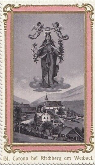 St. Corona floating over the church